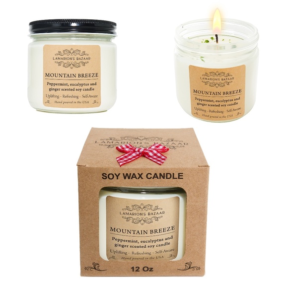 MOUNTAIN BREEZE - Peppermint Eucalyptus and Ginger - 100% Soy Candle - Picture 6 of 6